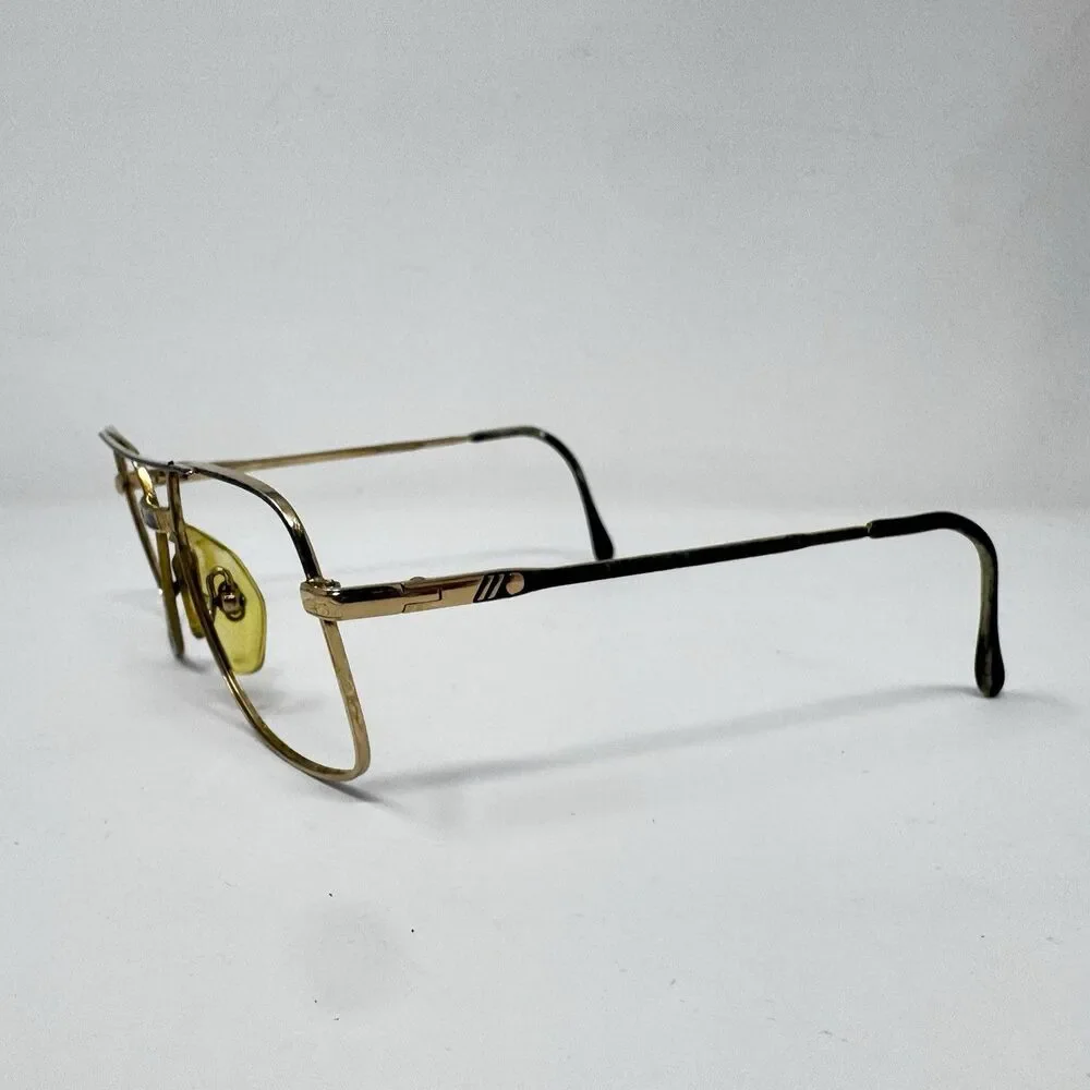 Vintage Made In Italy Gold Metal Aviator Eyeglass Frames 56-16-140